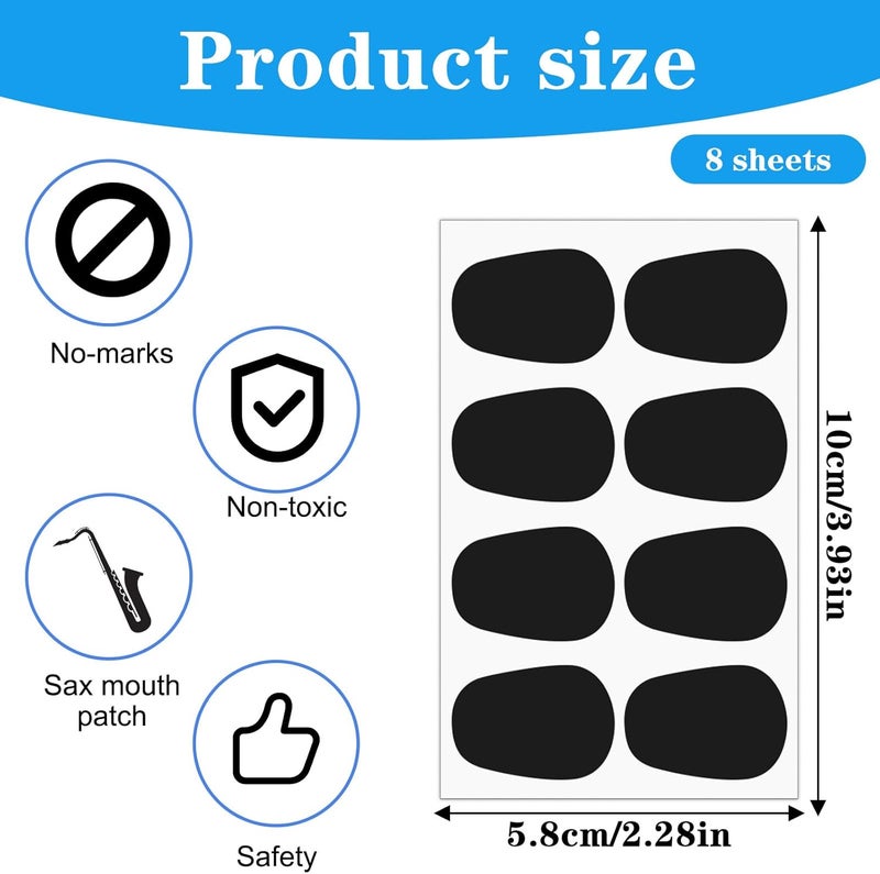 Ymapinc 64Pcs Silicone Sax Mouthpiece Clarinet Pads, Black Self Adhesive Saxophone Clarinet Bite Pad Accessories for Beginners Musicians - Image 2